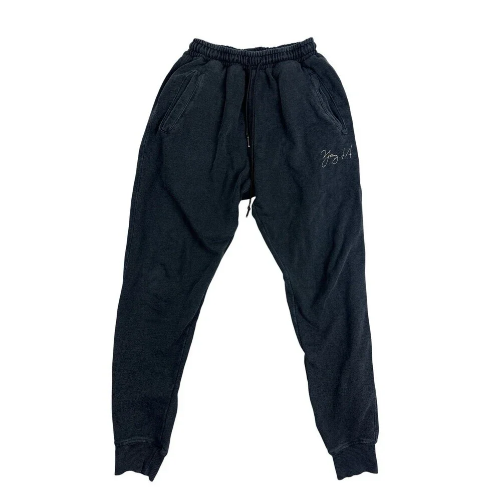 YoungLA Washed Black Graphic Jogger Sweatpants Size Large Oversized High Waist